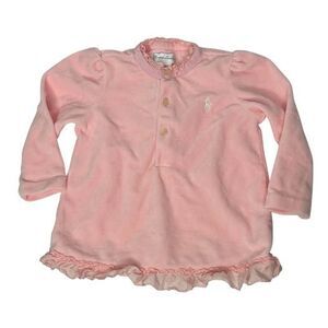 Vintage Ralph Lauren Pink Baby 6M Top Ruffle Velour